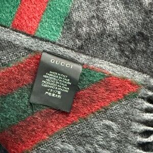BRAND NEW GUCCI Gray Scarf!  
Red and Green Accents